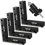 MUKSUET 4 Sets 90 Degree Positioning Square Clamps, 14cm/5.5" Aluminum Alloy Right Angle Clamp with Anti-Slip Pads, Precision Woodworking Black Clamps for Cabinet Furniture Framing DIY Projects