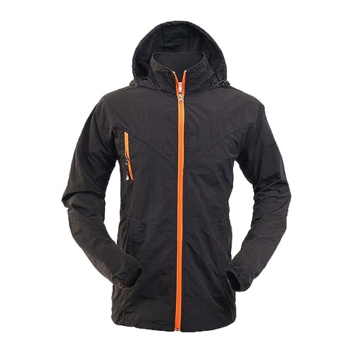 Generisch Chubasquero fino para hombre, chaqueta de senderismo para hombre, impermeable, transpirable, ligera, de secado rápido, cortavientos, chaqueta funcional, tallas grandes, chaqueta para correr