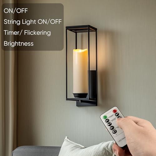 Image of Homemory 4 inchx12 inch Outdoor Waterproof Flameless Candles with Timers and Remote Control, Battery Operated Candles, LED Plastic Candles, Ivory White, Set of 4
