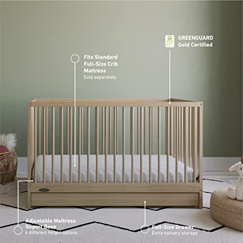 Graco Teddi 5-in-1 Convertible Crib with Drawer (Driftwood) – GREENGUARD Gold Certified, Crib with Drawer Combo, Full-Size Nursery Storage Drawer, Converts to Toddler Bed, Daybed and Full-Size Bed - Image 4