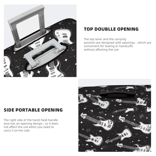 Rock And Roll Themed Travel Luggage Cover Elastic Suitcase Protector Washable Baggage Covers For Trunk Case Fits 18-21 Inch Luggage4
