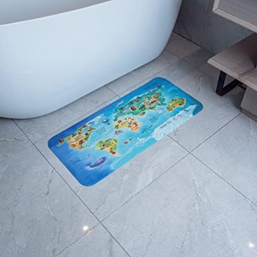 BOPPIE Bathtub Mat Shower Mats - Cartoon Non-Slip Bathroom Bathtub Bath Mat for Tub Anti-Slip Shower Mats for Floor Machine Washable Bathroom Mats 35.4 x15.74In(90X40CM) (World Map)