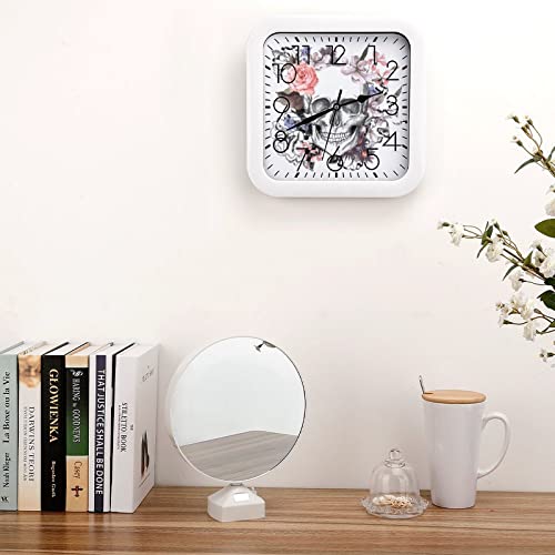 Horloge murale carrée fleur crâne fini les petits chiffres illisibles - 5
