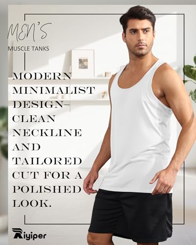 Riyiper 3 Pack Men's Big and Tall U Neck Tank Tops M-5XL Sleeveless Compression Tees Beach Casual Summer Muscle Basic Shirts4