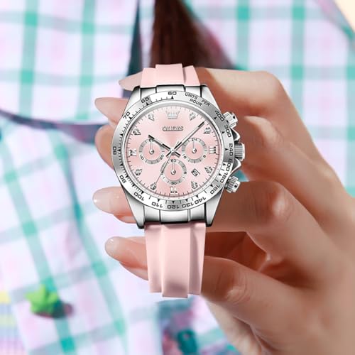 Image of OLEVS Luxury Diamond Small Female Watches - Stainless Steel Bracelet, Waterproof Business Dress Analog Luminous Date Ladies Watches