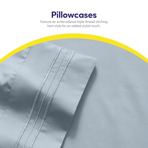 Image of 1500 Supreme Collection Twin XL Sheet Sets Misty - 3 Piece Bed Sheets and Pillowcase Set for Twin XL Mattress - Extra Soft, Elastic Corner Straps, Deep Pocket Sheets, Twin XL Misty