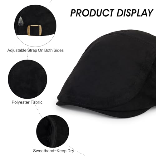 Image of 3Pcs Men's Newsboy Caps Cotton Cooling Hat Adjustable Flat Cap for Men