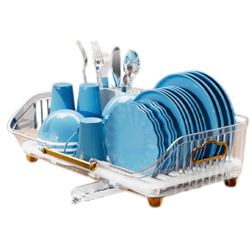Escurreplatos compacto para encimera de cocina, 17 pulgadas de largo x 11 pulgadas de ancho x 6 pulgadas de alto, escurridor de platos pequeño y coladores para un secado eficiente y solución que