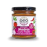Geo Organics Madras Curry Paste 180g (Pack of 1) Serves 4 | Organic Curry Paste | Certified Organic & Vegan-Friendly | Authentic Restaurant Recipe Base Madras Vegan Food