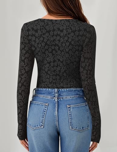 ZESICA Women's Long Sleeve Floral Tops Cowl Neck Slim Fit Going Out Shirts 2025 Fall Fashion Outfits Clothes4