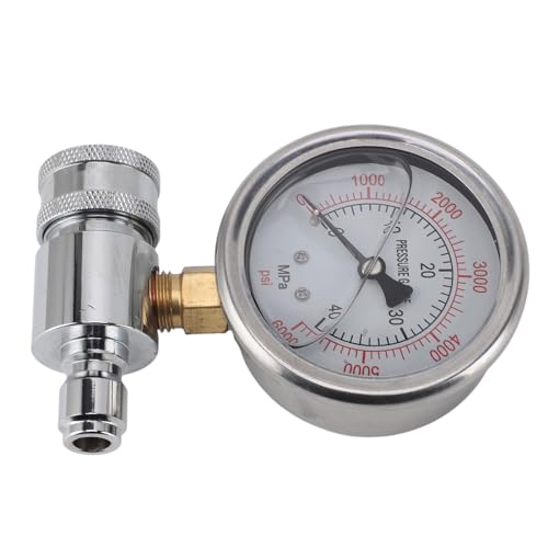 6000 Psi Hochdruckreiniger-Manometer-Kit, 3/8 Zoll Schnellanschluss-Manometer mit Flüssigkeitsfüllung, Hochdruckmanometer für Hochdruckreiniger, Autowaschmaschinen