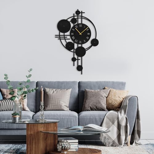 SIGNLEADER Metal Wall Clock Wall Art Decor, Modern Geometric Wall Sculpture Clock Silent Battery Operated Hangings Home Decoration for Living Room, Bedroom, Kitchen, Bathroom - 24