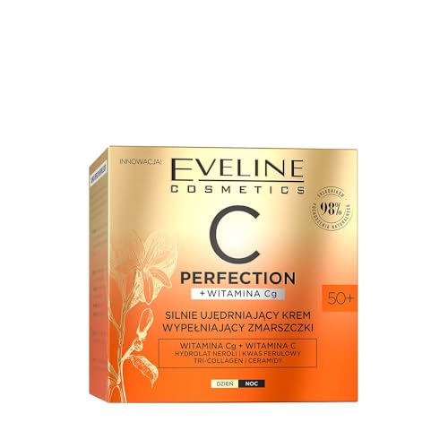 Eveline Cosmetics C-Perfection Advanced Crema reafirmante 50+ con vitamina C y ácido ferúlico - Fórmula antienvejecimiento, hidratante y tonificante para pieles maduras