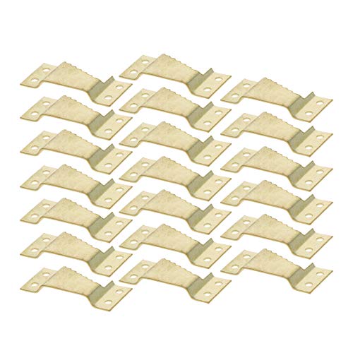 Image of MroMax 100PCS Sawtooth Picture Hangers Iron Picture Hangers 2.05 inch x 0.94 inch 4-Hole Picture Frames Hangers for Hanging Clock Paintings Artwork Picture Frame Hook Photos Gold