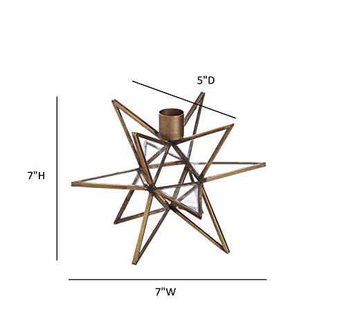Evergreen Brass Moravian Star Taper Candle Holders, Copper Rose, 7 inches tall, 7 x 7 x 5 inches - Image 3