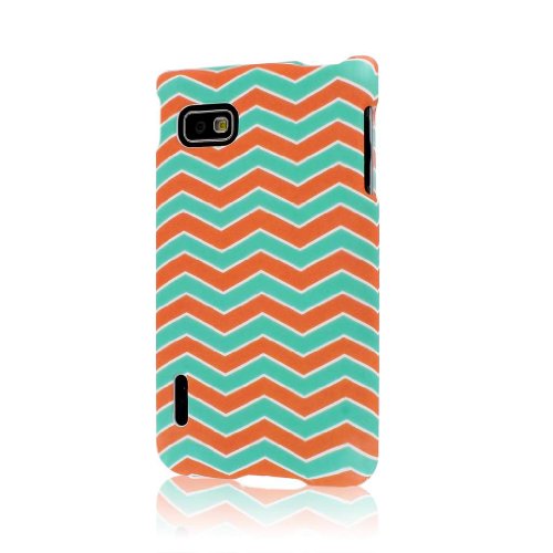 MPERO Snapz Series Rubberized Case for LG Optimus F3 - Mint Chevron