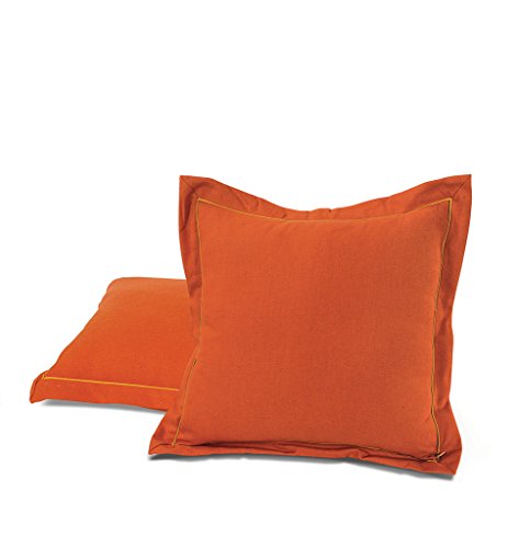 Image of Swayam Set of 5 Solid Cotton Orange Cushion Cover | 16 x 16 Inch | Soft Breathable Fabric with Hidden Zipper | Decorative & Stylish Cushion Covers for Sofa, Living Room, Bedroom & Couch