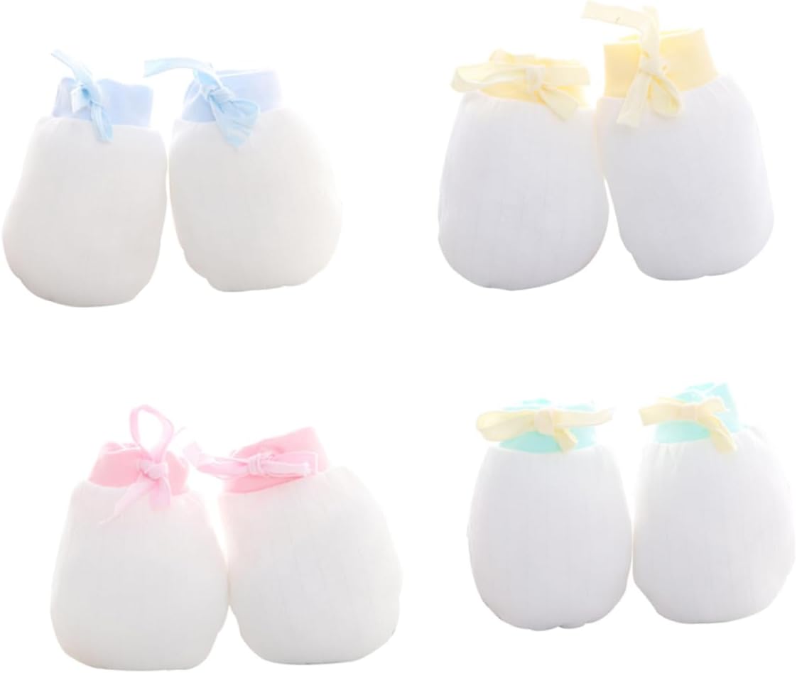 4pairs -scratch Mittens Warm Boy Girl Gloves for Newborns Months Gentle Material for Scratches and Chewing Random Colors
