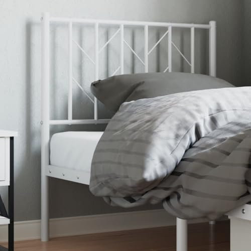Bucmath Tête de lit métal Blanc Robuste 80 cm avec Pieds Stables, Design élégant, Compatible avec Cadre lit Tubes Ronds, Support Confortable pour Chambre...