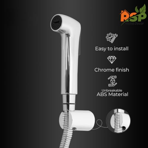 Image of Premium Health Faucet with 1.5 Meter Flexible Hose & Wall Bracket | Sleek & Stylish Handheld Bidet Sprayer | 50% Water Saving, High Pressure, Durable ABS Chrome Finish