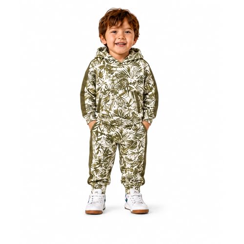 Volcom Infant Toddler Baby Boys Joggers Set - 2 Piece Fleece Pullover Hoodie and Jogger Pants Activewear Set (Sizes: 12M-7), Size 5, Sage Green