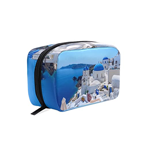 ALAZA Women's Cosmetic Bag Landscape Oia Santorini Greece Makeup Bag for Travel Cosmetic Pouch Brush Bag