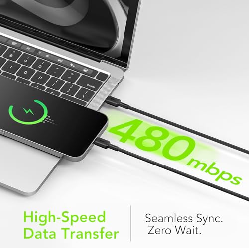 Image of Oraimo 20W Fast Charging Cable for iPhone | Type-C to iPhone | 480 Mbps Data Transfer | Tangle-Free, Bend-Proof & Heat-Resistant | Compatible with iPhone, iPad & MacBook | 1M Length (OCD-CL54)