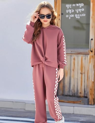 Girls Outfits Casual Tops Twist Front Pullover Hoodies Long Sleeve Fashion Sweatshirts and Sweatpants Girl Clothes4