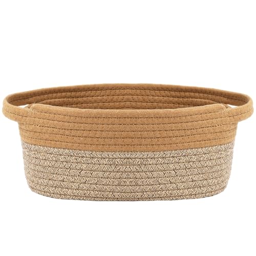 Image of JMvicyroam Small Woven Basket, Empty Gift Basket, Jute&Brown /1 Pack | Small Gift Basket, Cotton Rope, 12 x 8 x 75 in, Handles, Includes Ribbon and Bag, Birthday Gift Basket