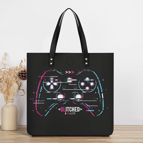 Manette de jeu sac à main noir grand tote bag pour voyage 39x39cm