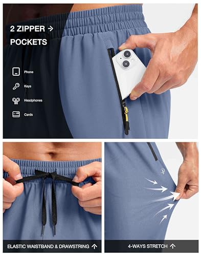 Image of Pudolla Men's Lightweight Hiking Pants Quick Dry Outdoor Sweatpants with Zipper Pockets for Athletic Workout Casual Travel