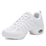 JUODVMP Damen Dance Sneakers Schwarz Lace-up Atmungsaktives Luftkissen Leichte Moderne Jazz Ballsaal Athletic Gehender Tanz Schuhe Modell JJ727, 38 EU