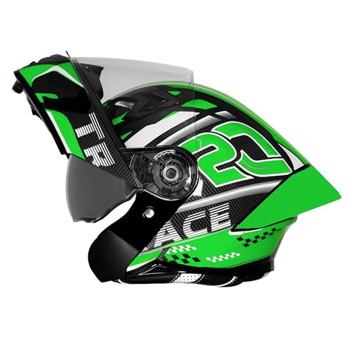 Image of Steelbird SBA-20 Trace ISI Certified Flip-Up Graphic Helmet for Men and Women with Inner Silver Sunshiled