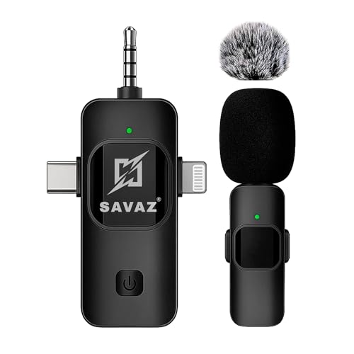 Microphone sans fil SAVAZ 3 en 1 pour iPhone Android et appareil photo