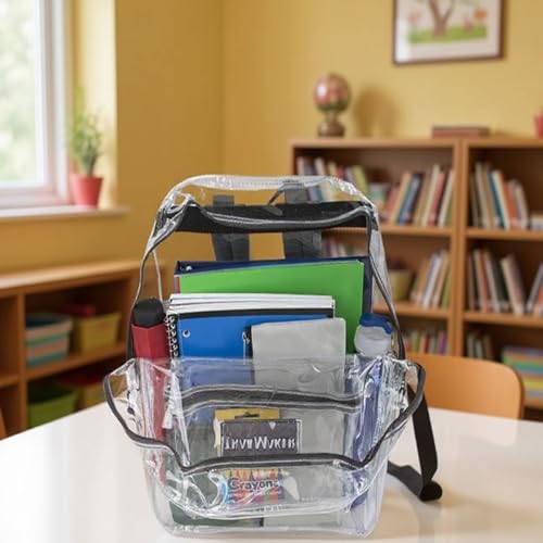 Image of Trail maker Clear Backpack Heavy Duty with Padded Straps, Side Pockets for Kids, Boys, Girls, School, Stadium Approved Events
