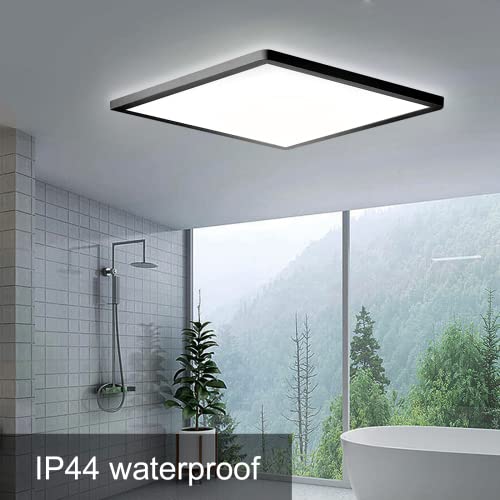 MLOQI 36W LED Bathroom Ceiling Lights, IP44 Waterproof, 5000K Daylight White, LED Ceiling Light for Office Kitchen Hallway Living Room (Black Edge)