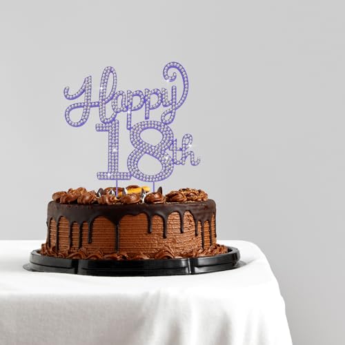 Décoration gâteau 18 ans en métal strass violets de qualité premium