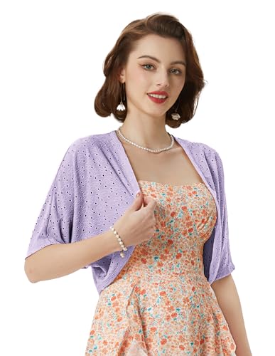 Image of Belle Poque Women's Open Front Bolero Shrug Batwing Short Sleeve Cropped Cardigan Lightweight