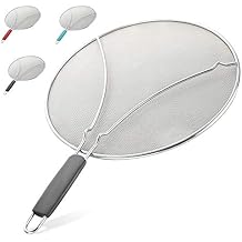 Zulay Kitchen Large Splatter Screen for Frying Pan 13" - Blocks Hot Oil Splashes - Stainless Steel Grease Splatter Guard for Frying Pan - Keeps Stoves Clean & Prevents Burns While Cooking Gray
