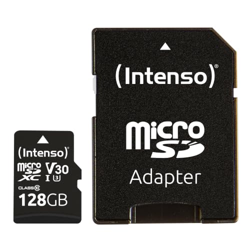 Intenso Professional microSDXC 128GB Class 10 UHS-I, U3, V30 Speicherkarte inkl. SD-Adapter (bis zu 100 MB/s), schwarz