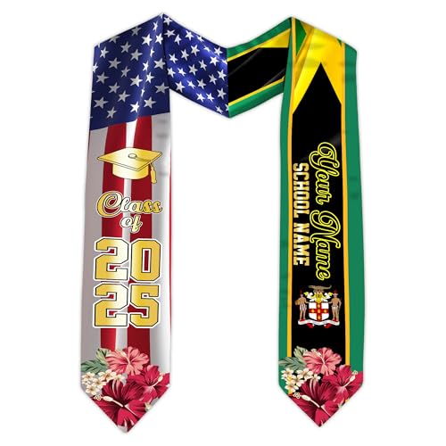 MonkeyVan Personalized Jamaican Graduation Sash 2025, Jamaica Flag Graduation Stole Sash Class Of 2025, Jamaican Stole Jmc 13