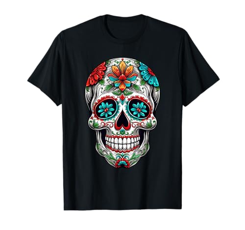 Dia De Los Muertos Halloween Calavera Mexicana Sugar Skull Camiseta