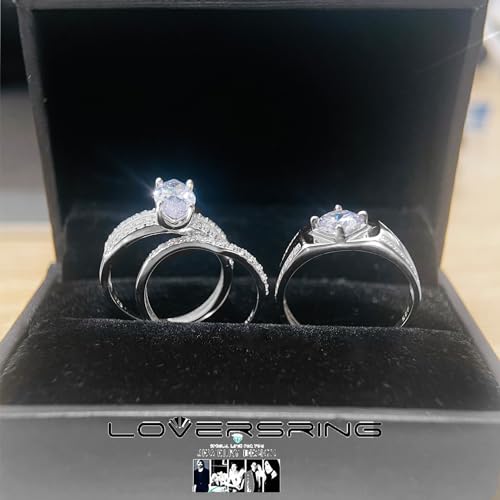 TWO RINGS Wedding Ring Sets His And Hers Promise Ring Couples Bridal Sets Women S925 Sterling Silve Moissanite Man Wedding Bands4