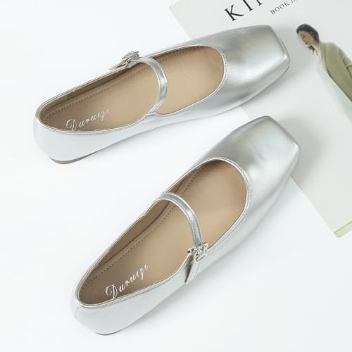Mary Jane Flats for Women Buckle Ballet Flats Classy Dressy Comfortable Square Toe Slip on Flats Women's Soft Work Casual Dress Shoes4