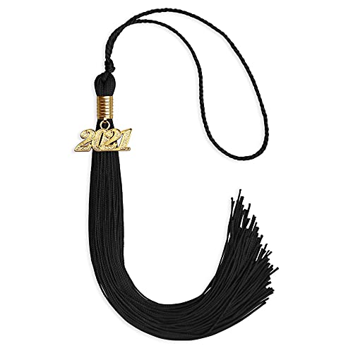 2021 Endea Graduation Single Color Black Tassel with Gold Date Drop
