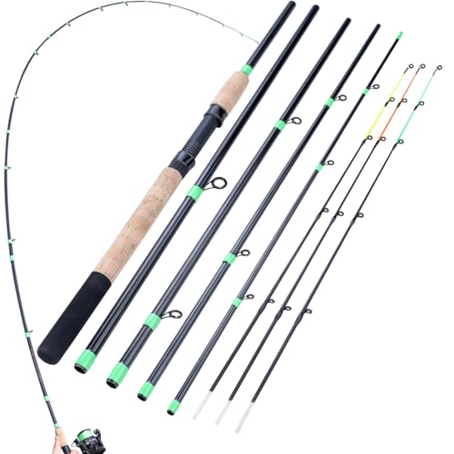 Sougayilang Feeder Rod Canne à pêche portable à 3 pointes Spinning Casting Travel Rod Gamme complète Action Carpe Grobrute Vert