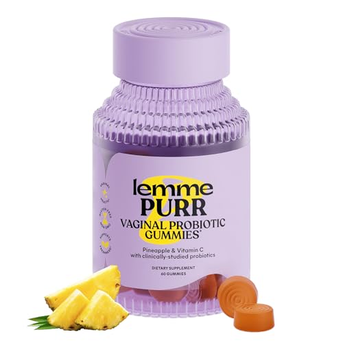 Image of Lemme Purr Vaginal Probiotic Gummies for Women - Balanced pH, Healthy Odor, Yeast Balance & Flora Support + Vitamin C for Immune Health - Tasty Pineapple (60 Count)