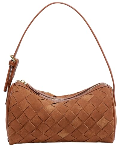 Mini Woven Bag Small Cute Suede Woven Tote Bag for Women Top-handle Shoulder Bag Summer Hobo Satchels Handbag Underarm