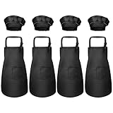 【4 Set de Delantal para Niños+Gorro de Chef】: Viene con 4 delantal y 4 gorro de chef. El tamaño del delantal es de aproximadamente 55x46cm, que se adapta a niños de 3 a 6 años. La prenda en capas de la cabeza a la rodilla brinda protección contra la grasa de la cocina.