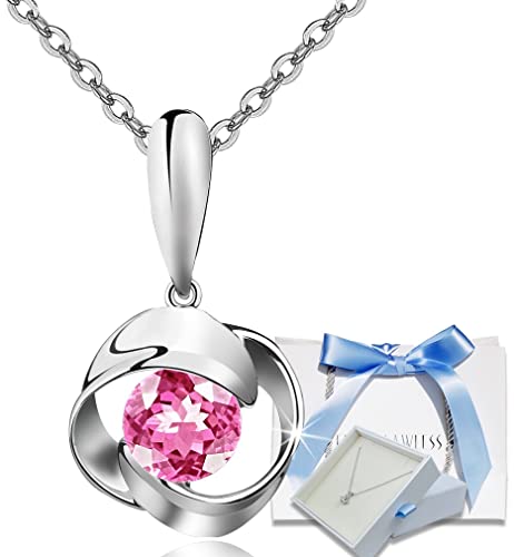 スワロフスキー ネックレス レディース シルバー 誕生日 女性 20代 プレゼント ギフト 金属アレルギー対応 クリスマス ピンク